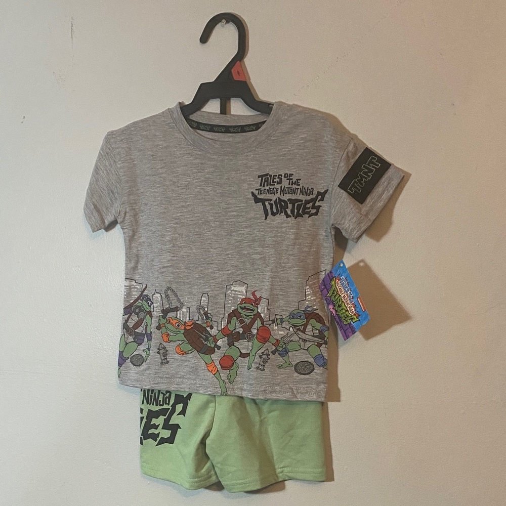 Teenage Mutant Ninja Turtles Kids Gray and Green Tee & Shorts Set